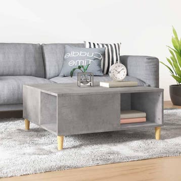 vidaXL Salontafel 80x80x36,5 cm bewerkt hout betongrijs, 50 tot 100 cm, Verzenden, Nieuw, 50 tot 100 cm