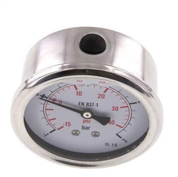1..3 Bar Glycerine Manometer Achteraansluiting RVS/Messing, Verzenden, Nieuw