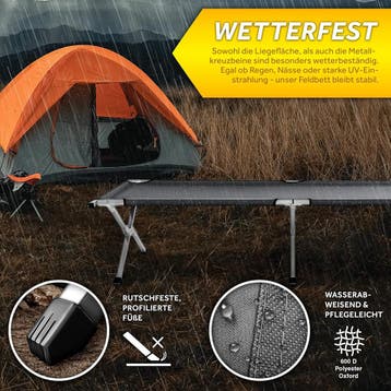 Veldbed - 1 Persoons - Kampeerbed - Stretcher - Grijs - TRES, Caravans en Kamperen, Verzenden, Zo goed als nieuw