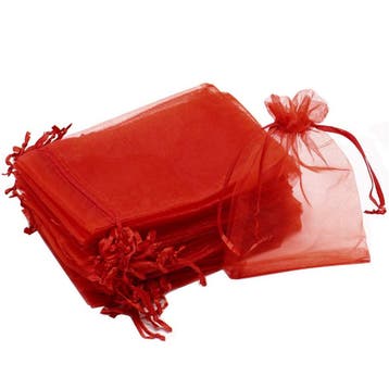 Organza Zakjes - 10x15 cm - Rood - 50 Stuks - Cadeauzakjes, Verzenden, Nieuw
