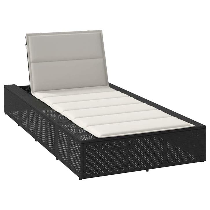 vidaXL Ligbed met zwevend kussen poly rattan zwart, Tuin en Terras, Ligbedden, Nieuw, Verzenden