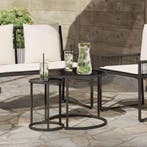 vidaXL Koffietafel Set 2 pcs 55 x 55 x 45 cm staal, Huis en Inrichting, Tafels | Salontafels, Verzenden, Nieuw, 50 tot 100 cm