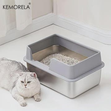 Extra Grote RVS Kattenbak met Hoge Rand - Anti-aanbak, Lekvr, Dieren en Toebehoren, Verzenden, Nieuw