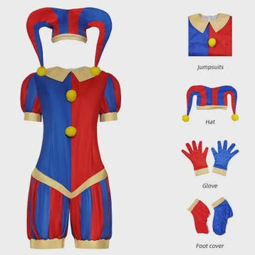 Compleet Circus Pomni Cosplay Kostuum met Hoed & Handschoene, Verzenden, Nieuw