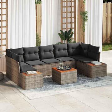vidaXL Tuin Sofa Set 8 st Grijs Poly riet, Tuin en Terras, Verzenden, Nieuw, 8 zitplaatsen