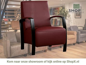 Leren fauteuil Glory - Massif Rubino (donkerrood), Nieuw, Ophalen of Verzenden, 50 tot 75 cm, Industrieel, Modern