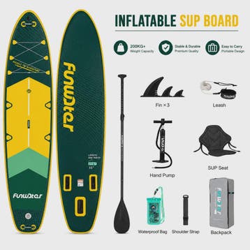 Opblaasbaar Stand Up Paddle Board Funwater 350cm - 200kg Cap, Watersport en Boten, Golfsurfen, Verzenden, Nieuw