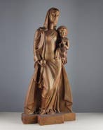 L. Guyaux - Beeld, Madonna and Child - 61 cm - Terracotta -