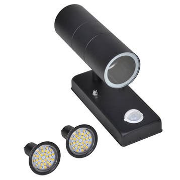 vidaXL Wandlamp met sensor LED cilindervormig RVS zwart, Verzenden, Nieuw, Rvs, Wandlamp