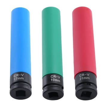 3 Impact Sockets voor Wheels 17 19 21mm 1/2 Inch 150mm 50..., Verzenden, Nieuw