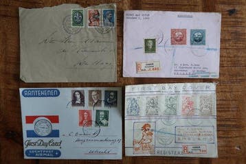Nederland 1937/1949 - FDC Voorlopers met uniek stuk, Gestempeld