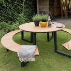 Arezzo picknickset rond polywood teaklook, Ophalen of Verzenden, Nieuw
