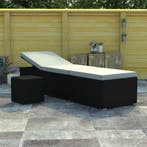 vidaXL Ligbed met kussen en theetafel poly rattan crèmewit, Verzenden, Nieuw