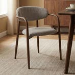 *WOONWINKEL* Eetkamerstoel Walnoot Met Armleuningen, Verzenden, Nieuw, Bruin, Stof