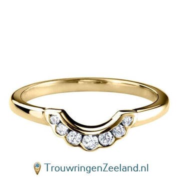 Aanschuifring in 9/18 karaat geelgoud U-vorm met 7 diaman..., Verzenden, Nieuw