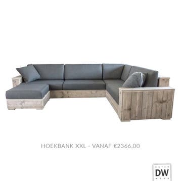 Hoekbank XXL met 16 cm dikke Sunbrella kussens, 5 zitplaatsen, Verzenden, Nieuw, Loungeset