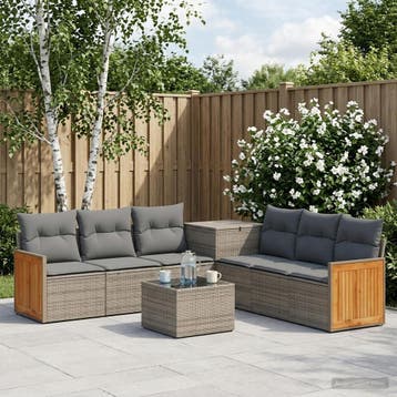 vidaXL Bankstel 8 st Grijs en Donkergrijs Poly Rattan en, Verzenden, Nieuw
