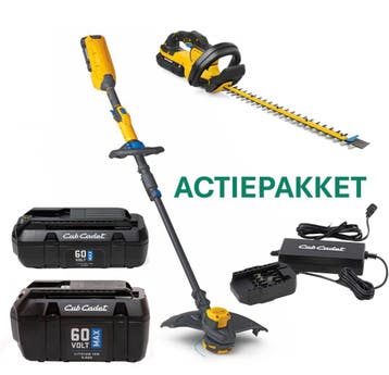 Megakorting 60V Heggenschaar/trimmer/accus/lader-pakket, Ophalen of Verzenden, Nieuw