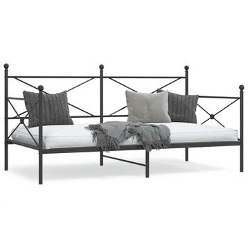 vidaXL Slaapbank zonder matras 100x200 cm staal zwart, 100 cm, Eenpersoons, Verzenden, Zwart