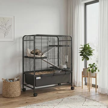 Ruime Knaagdierenkooi op Wielen met 4 Niveaus, 3 Platforms,, Verzenden, Nieuw