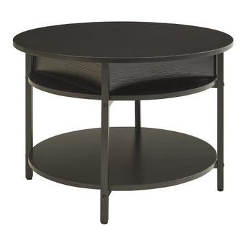 Salontafel Kandas rond zwart en houtkleurig Ø70 cm [en.casa], Verzenden, Nieuw