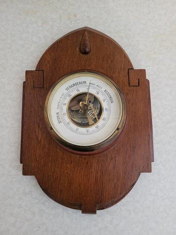 Aneroid barometer - Hout glas koper