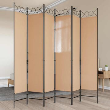 vidaXL 6-Panelen Kamerscherm Beige 240 x 200 cm Stof, Verzenden, Nieuw