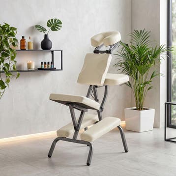 Massagestoel van imitatieleer - beige, Sport en Fitness, Verzenden, Nieuw