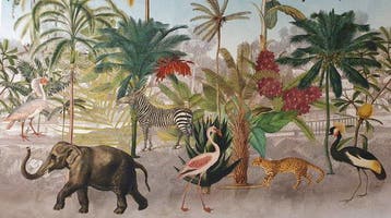 Artmaison katoenen paneel met flamingo, olifanten en
