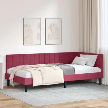 vidaXL Hoekbedframe Wijnrood 100 x 200 cm Fluweel, Eenpersoons, Verzenden, Nieuw, Stof