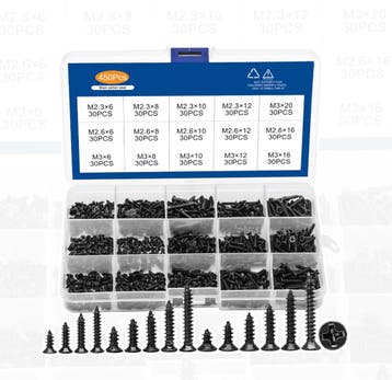 Set van 450 mini schroefjes (2.3, 2.6, 3.0 mm, verzonken, z, Ophalen of Verzenden, Nieuw