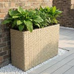 Rattan plantenbak 3-in-1 - lichtbruin - 70 x 24 x 60 cm, Tuin en Terras, Verzenden, Nieuw