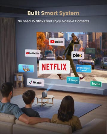 Wimius P61 Portable 4K Projector - Officiële Netflix, 1600 A, Verzenden, Nieuw
