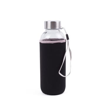 Benson Glazen drinkfles met zwarte hoes - 420 ml - thermi..., Ophalen of Verzenden, Nieuw