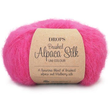 DROPS Brushed Alpaca Silk Uni Colour - 18 cerise - Wol Gar, Ophalen of Verzenden, Nieuw