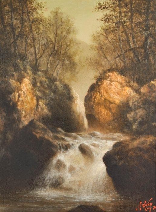 Adam Lay (1949-2014) - The waterfall, Antiek en Kunst, Kunst | Schilderijen | Modern