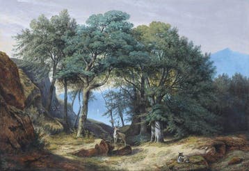 Hendrikus Johannes Knip (1819-1905) - Bosgezicht met herten