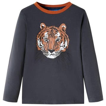 vidaXL Kindershirt met lange mouwen 92 antracietkleurig, Verzenden, Nieuw