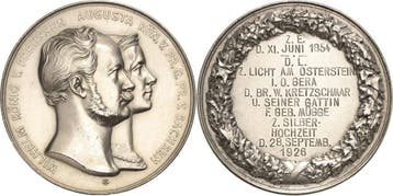 Zilver medaille ohne Jahr (gravur 1926) Reuss-staedte en..., Verzenden