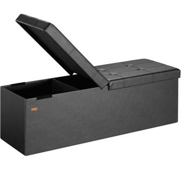 Bank Zwart 115x38x38cm met Scharnierend Deksel, Verzenden, Nieuw