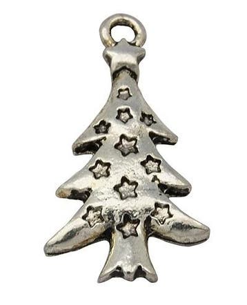 6 x Metalen bedel van een kerstboom 14 x 26 x 2mm gat: 1,..., Ophalen of Verzenden, Nieuw, Kraal