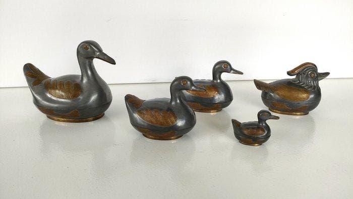 Tinnen figuurtje - Canards, boites à bijoux (5) - Tin,, Antiek en Kunst, Curiosa en Brocante
