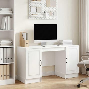 vidaXL Bureau met plank Hoogglans Wit 142,5 x 50 x 75 cm, Verzenden, Nieuw