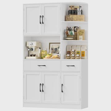 Witte Keuken Buffetkast met 5 Deuren, 2 Lades en Hoekplanken, Huis en Inrichting, Verzenden, Nieuw