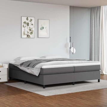 vidaXL Boxspring bed kunstleer grijs 200x200 cm, Overige materialen, Verzenden, Overige maten, 200 cm