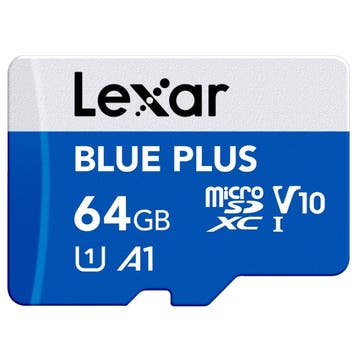 Lexar MicroSDHC Blue Plus UHS-I 64GB V30 Read 100MB/s With, Ophalen of Verzenden, Nieuw, Overige typen, Overige merken