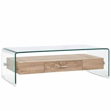 vidaXL Salontafel 98x45x31 cm gehard glas transparant, Huis en Inrichting, Minder dan 50 cm, 50 tot 100 cm, Verzenden, Nieuw