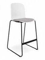 Steelcase Cavatina barkruk met bekleed zitvlak, sledge fr..., Ophalen of Verzenden, Gebruikt, Wit