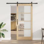 vidaXL Schuifdeur ORKDAL Natuurlijk en Zwart 93 x 211 cm, Doe-het-zelf en Verbouw, Verzenden, Nieuw