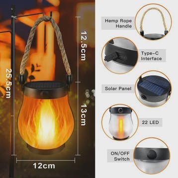 Zonne-energie Vlam Lantaarn - Sfeervolle Decoratie voor Tuin, Verzenden, Nieuw